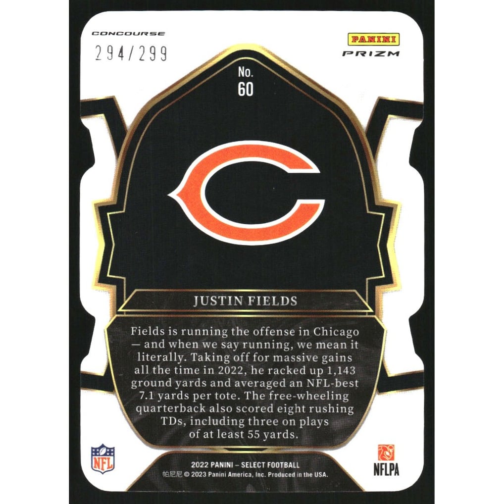 2022 Select Prizm Neon Green Die Cut #60 Justin Fields