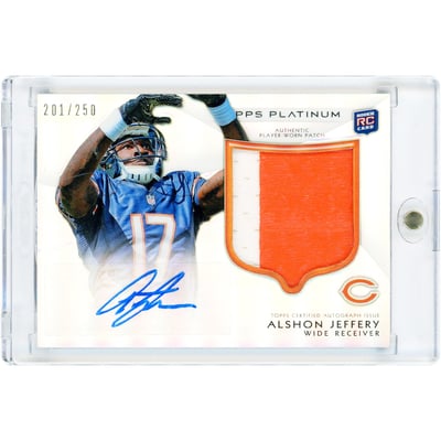 Alshon Jeffery Chicago Bears Autographed 2012 Topps Platinum Rookie Patch Refractor Dual-Color Jersey Relic #119 #201/250 Rookie Card 