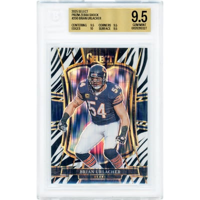 Brian Urlacher Chicago Bears 2025 Panini Select Zebra Shock Prizm #200 BGS Authenticated 9.5 Card - 9.5,9.5,10,9.5 Subgrades
