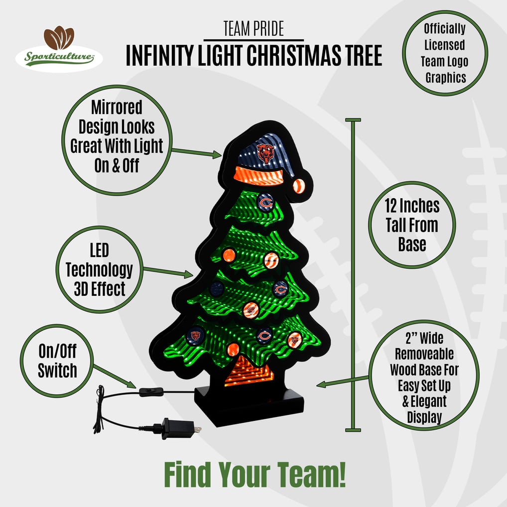 Chicago Bears 12" Christmas Tree LED Infinity Light