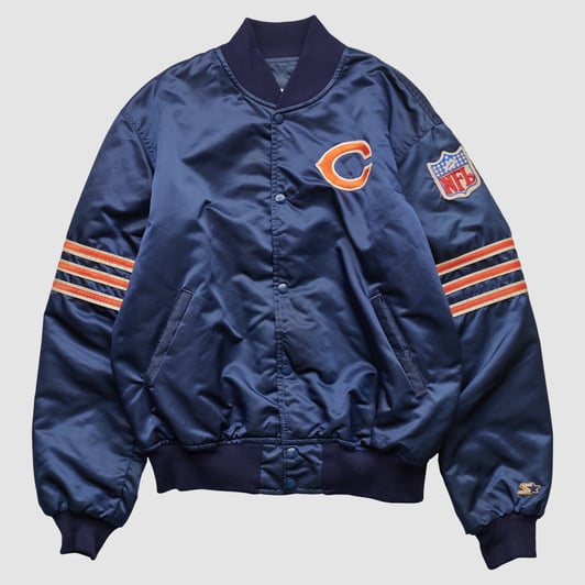 Chicago Bears Starter 90s Full Snap Jacket - Navy - L by Fanatics Real Vintage