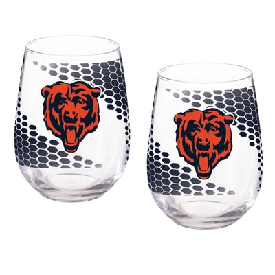 Chicago Bears Two-Piece 17oz. Color Fade Stemless Wine Glass Set