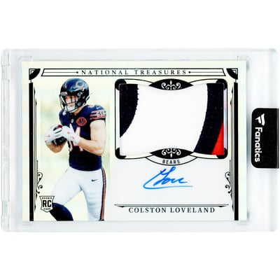 Colston Loveland Chicago Bears Autographed 2025 Panini National Treasures Tri-Color RPA Relic Silver #166 #26/35 Rookie Card