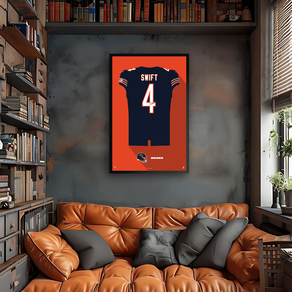 D'Andre Swift Chicago Bears Framed 27" x 39" Jersey Art Print