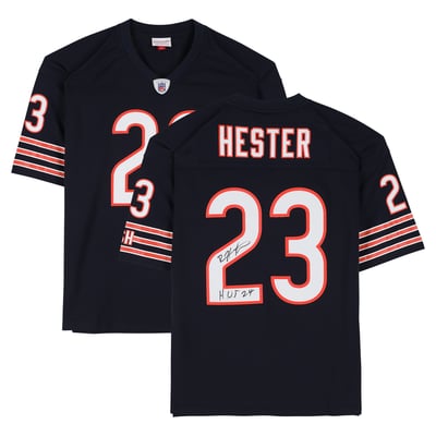 Devin Hester Chicago Bears Autographed Fanatics Authentic Navy Mitchell & Ness 2006 Replica Jersey with "HOF 24" Inscription