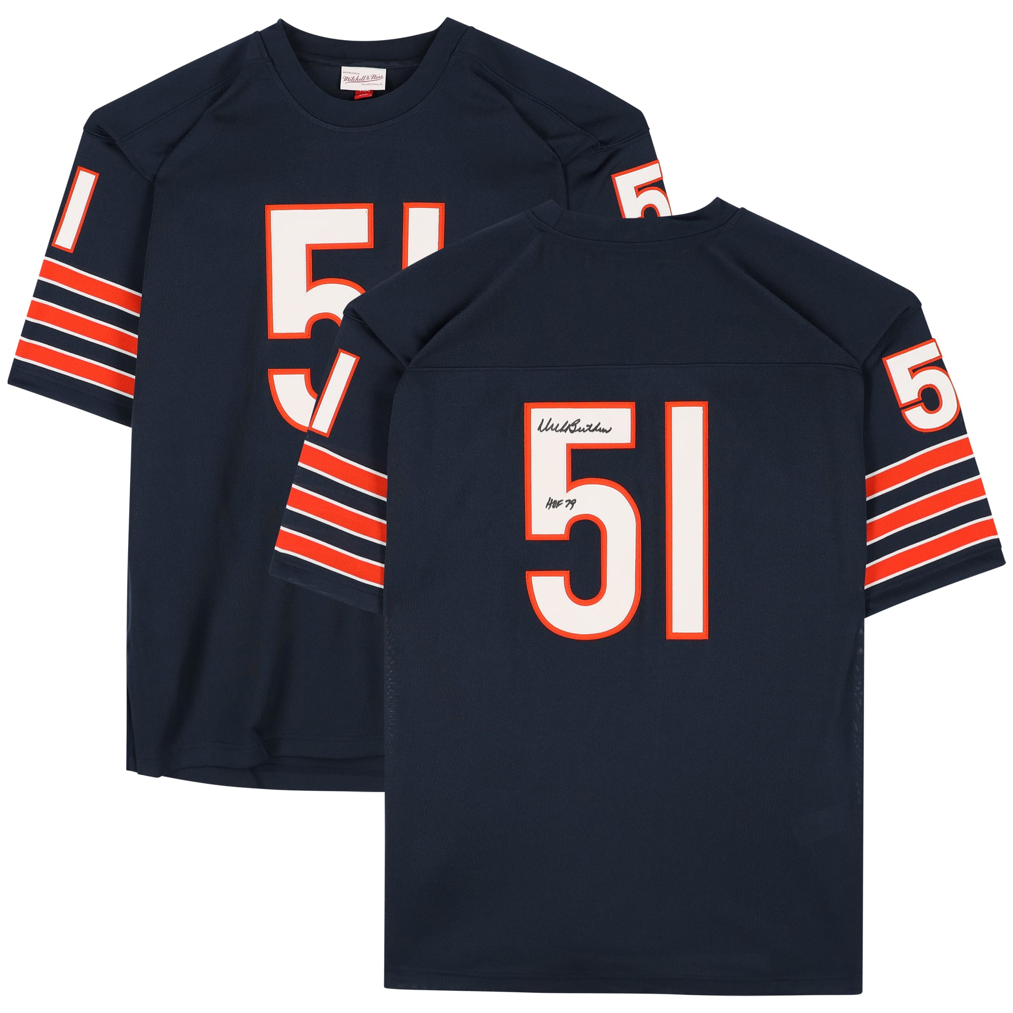 Dick Butkus Navy Chicago Bears Autographed Mitchell & Ness Replica