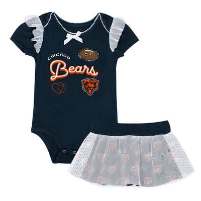 Chicago Bears Outerstuff Girls Infant Melted Hearts Printed Bodysuit and Skirt Set - Navy
