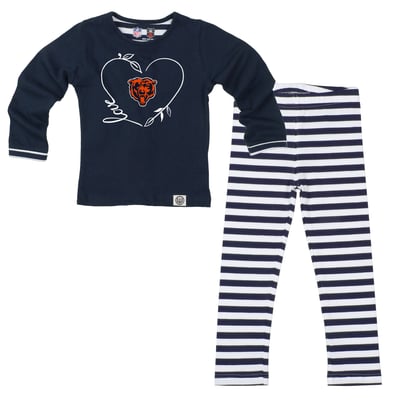  Chicago Bears Wes & Willy Girls Toddler Heart and Stripe Set - Navy