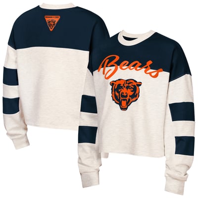 Chicago Bears Outerstuff Girls Youth Dynasty Terry Sweatshirt - Cream/Navy