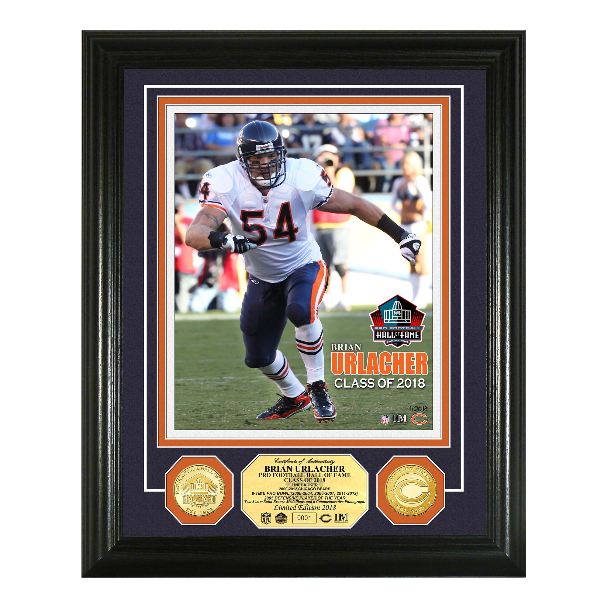 Highland Mint Brian Urlacher Chicago Bears 2018 Pro Football Hall