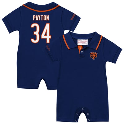 Walter Payton Chicago Bears Mitchell & Ness Infant Retro Roots Player Rugby Romper - Navy