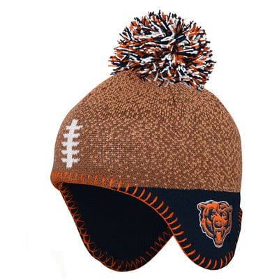 Chicago Bears Outerstuff Infant Football Head Knit Hat with Pom - Brown