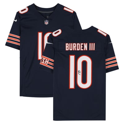 Luther Burden III Chicago Bears Autographed Fanatics Authentic Nike Navy Vapor Fuse Limited Jersey 