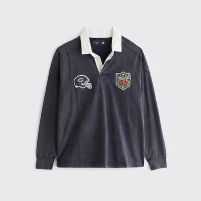  Chicago Bears Abercrombie & Fitch Heavyweight Knit Rugby Shirt - Blue