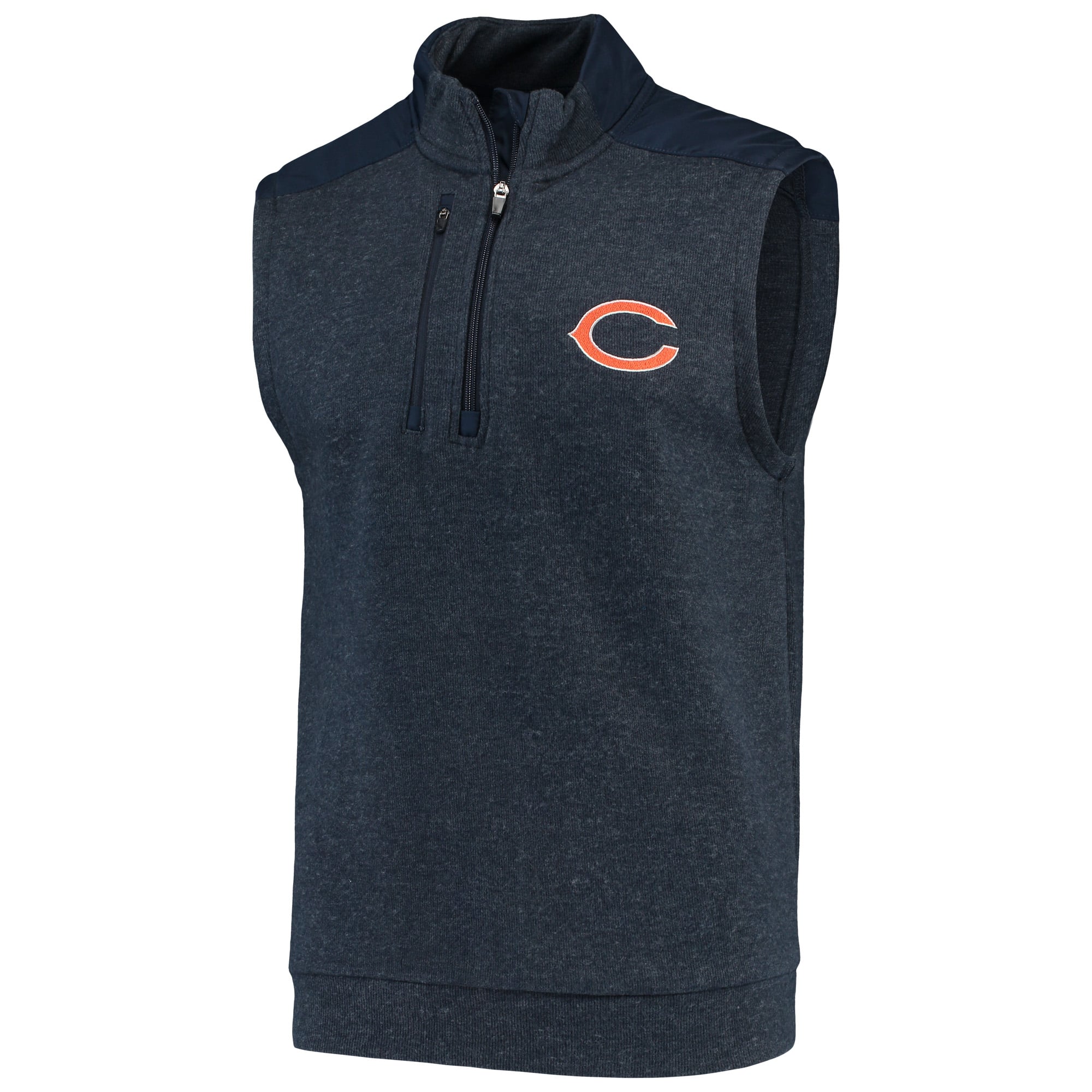Men's Antigua Heathered Navy Chicago Bears Challenger Quarter-Zip Vest