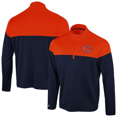 Chicago Bears Antigua Hinder Quarter-Zip Pullover - Navy/Orange