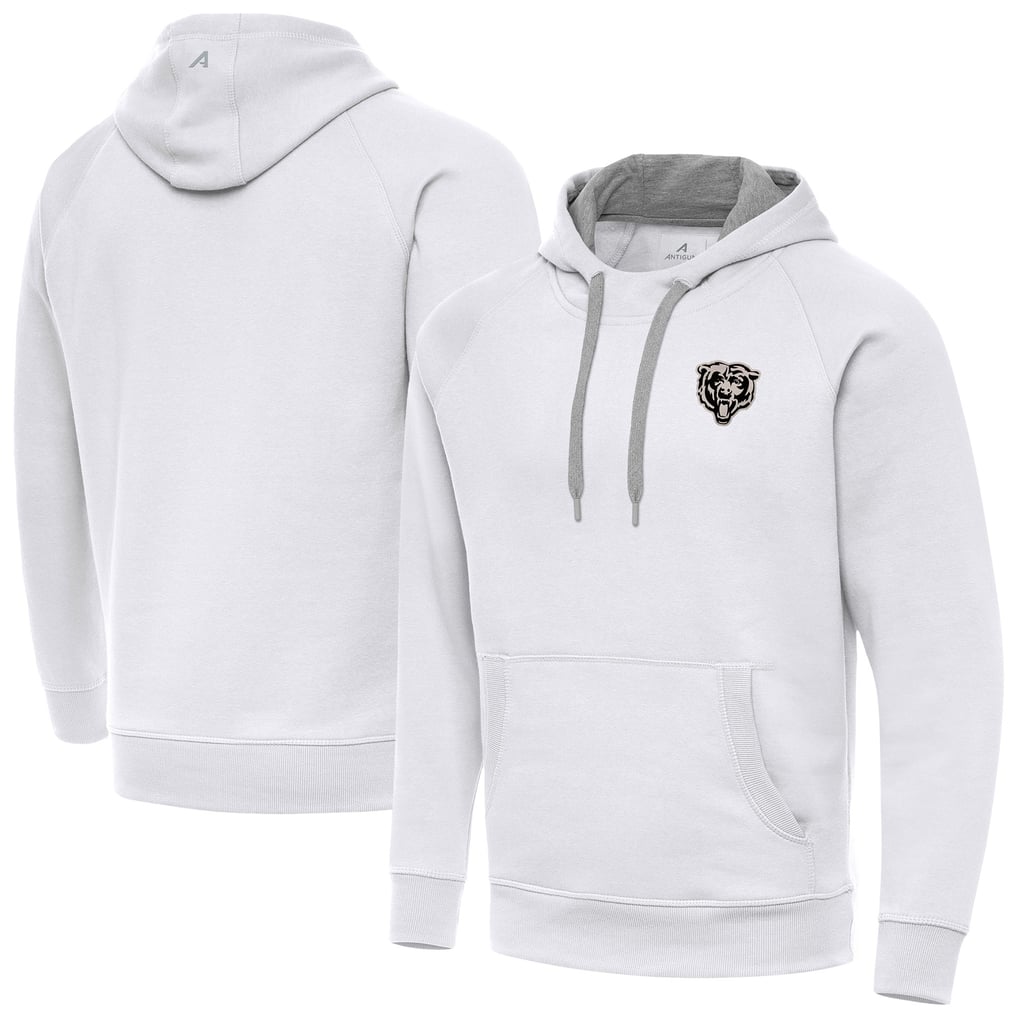 Chicago Bears Antigua Brushed Carbon Victory Pullover Hoodie - White