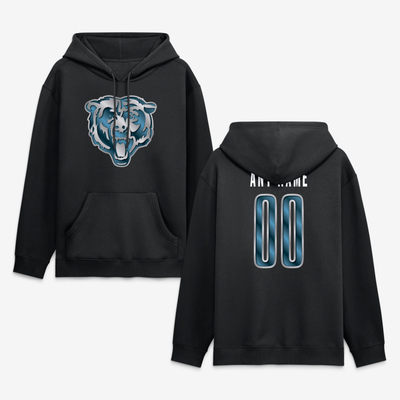 Chicago Bears Big & Tall Metallic Mascot Personalized Name & Number Hoodie - Black