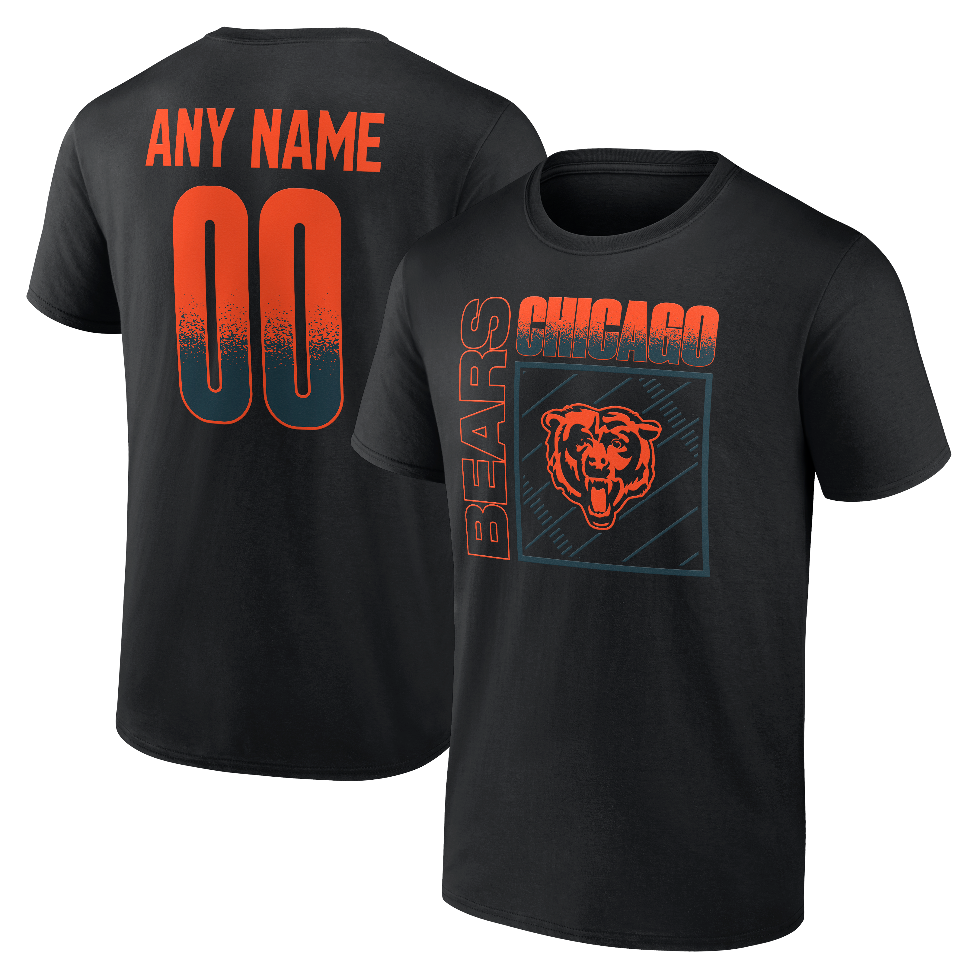 Men's Black Chicago Bears Home Field Pop Personalized Name & Number T-Shirt