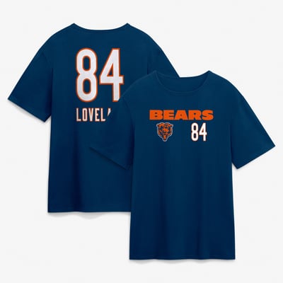 Colston Loveland Chicago Bears Touchdown Wordmark Name & Number T-Shirt - Navy