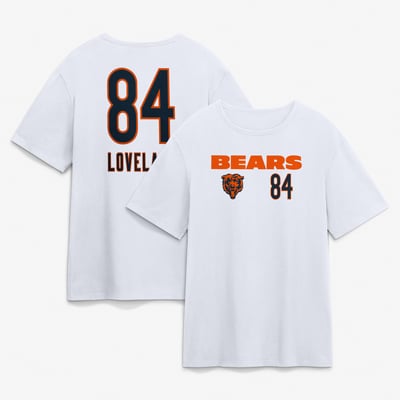 Colston Loveland Chicago Bears Touchdown Wordmark Name & Number T-Shirt - White