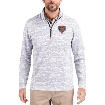 Chicago Bears Cutter & Buck Throwback Logo Traverse Camo Print Stretch Quarter-Zip Pullover Top - Charcoal