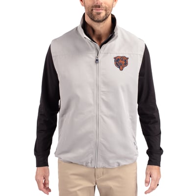  Chicago Bears Cutter & Buck Throwback Charter Eco Recycled Full-Zip Vest - Gray