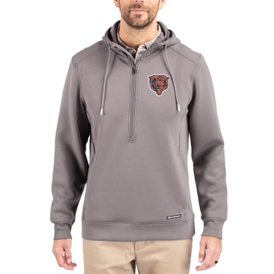 Chicago Bears Cutter & Buck Throwback Roam Eco Half-Zip Recycled Pullover Hoodie - Gray