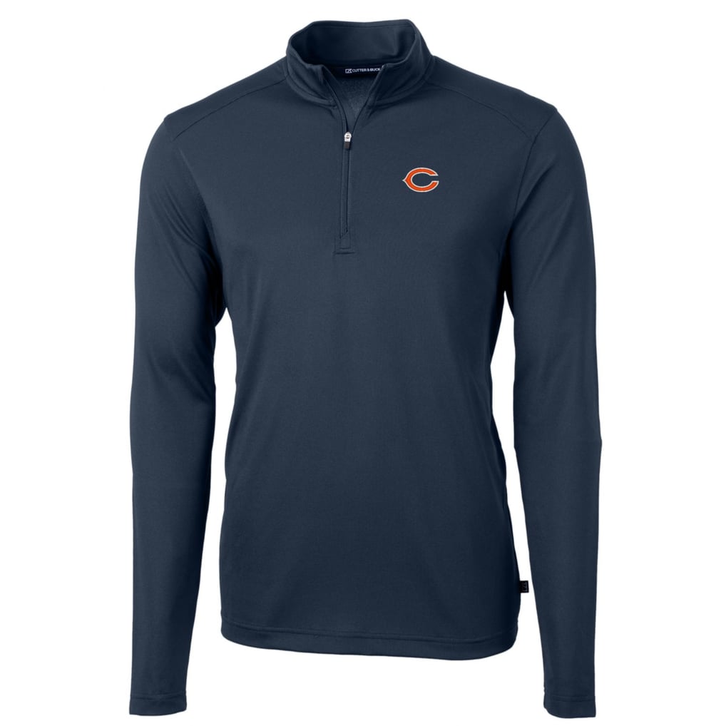 Chicago Bears Cutter & Buck Big & Tall Virtue Eco Pique Quarter-Zip Pullover Jacket - Navy