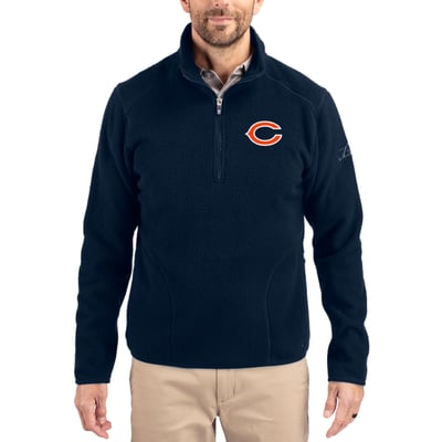 Chicago Bears Cutter & Buck Cascade Eco Sherpa Fleece Quarter-Zip Pullover Jacket - Navy