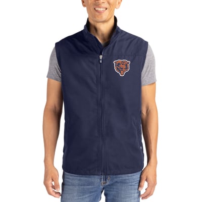  Chicago Bears Cutter & Buck Throwback Charter Eco Recycled Full-Zip Vest - Navy