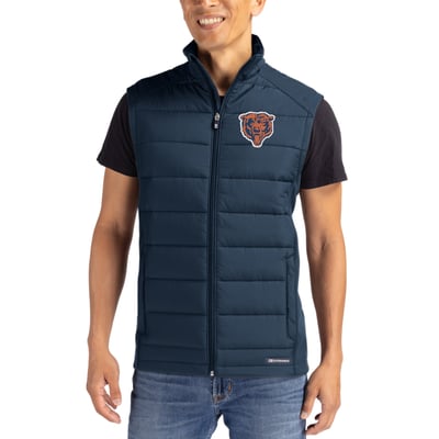 Chicago Bears Cutter & Buck Throwback Evoke Hybrid Eco Softshell Recycled Full-Zip Vest - Navy