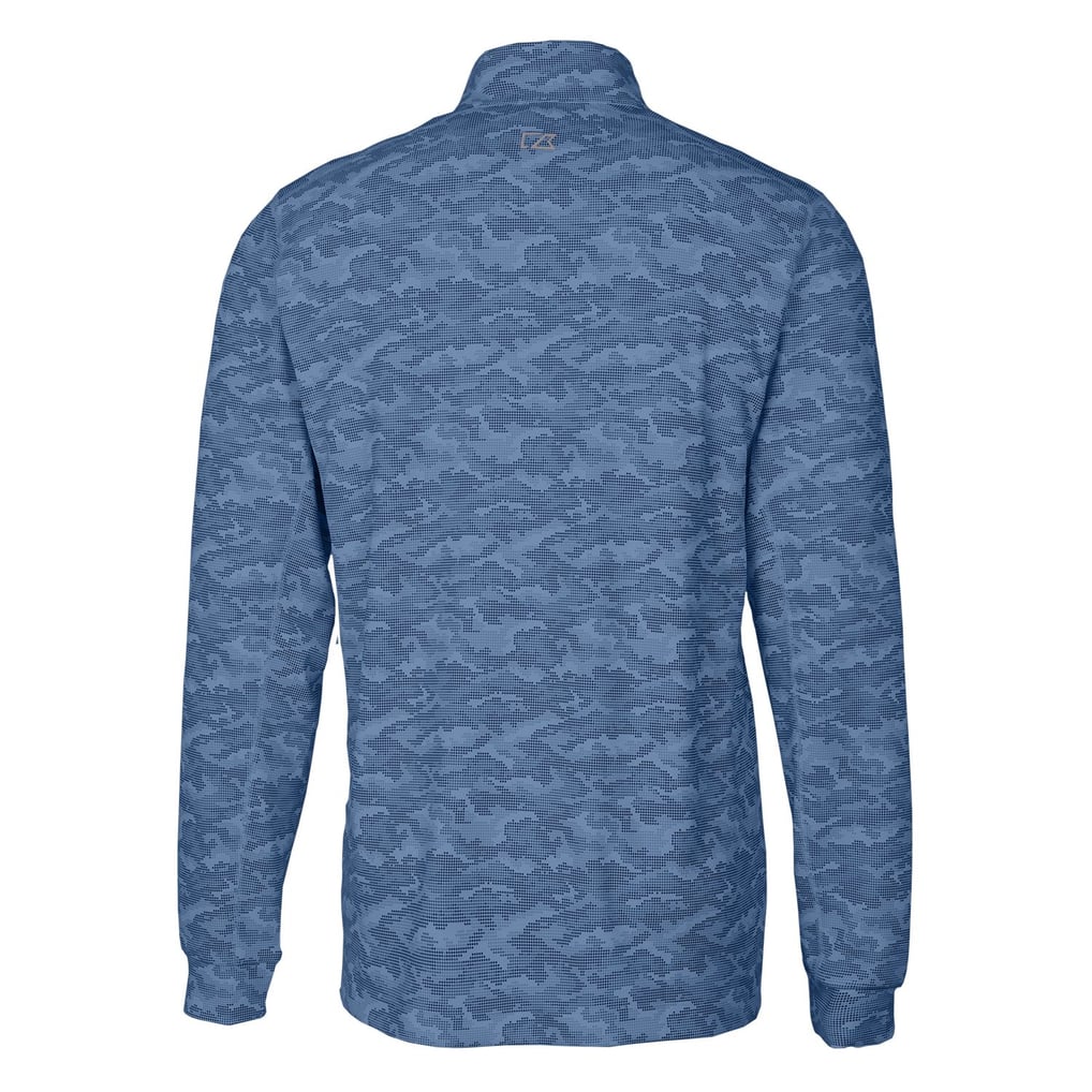 Chicago Bears Cutter & Buck Throwback Logo Big & Tall Traverse Camo Print Stretch Quarter-Zip Pullover Top - Navy