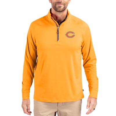 Chicago Bears Cutter & Buck Adapt Eco Knit Stretch Recycled Quarter-Zip Jacket - Orange