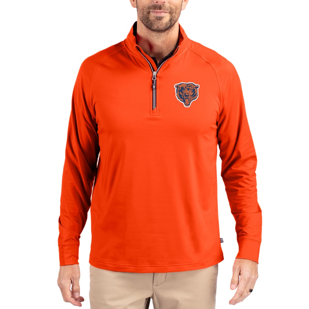 Chicago Bears Cutter & Buck Adapt Eco Knit Stretch Recycled Quarter-Zip Throwback Pullover Top - Orange