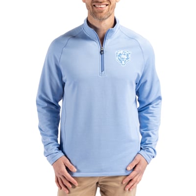 Chicago Bears Cutter & Buck Peshastin Eco Fleece Recycled Raglan Quarter-Zip Top - Powder Blue