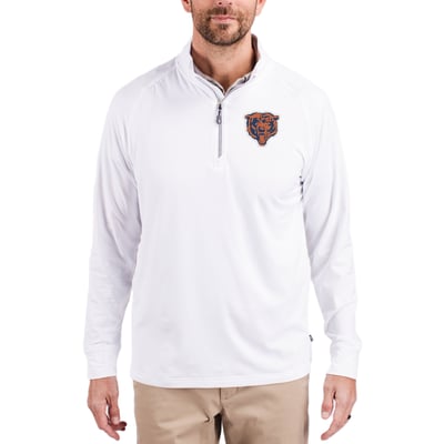 Chicago Bears Cutter & Buck Adapt Eco Knit Stretch Recycled Quarter-Zip Throwback Pullover Top - White
