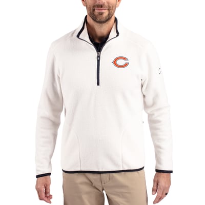 Chicago Bears Cutter & Buck Cascade Eco Sherpa Fleece Quarter-Zip Pullover Jacket - White