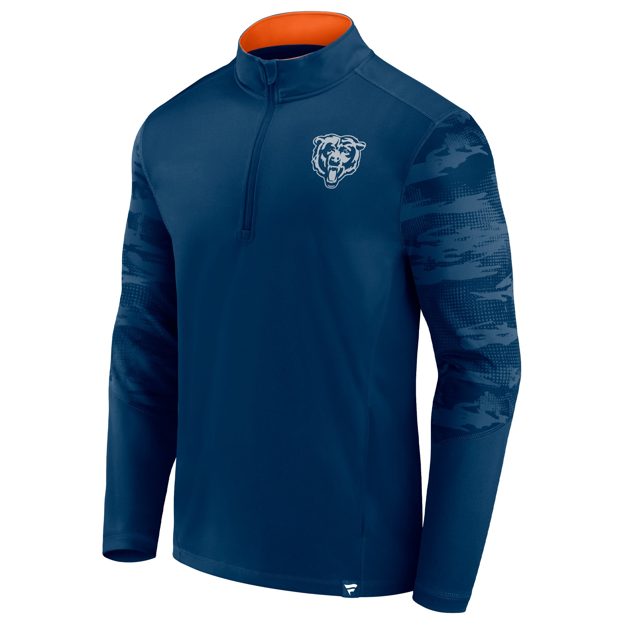 Men's Fanatics Navy Chicago Bears Ringer Quarter-Zip Jacket
