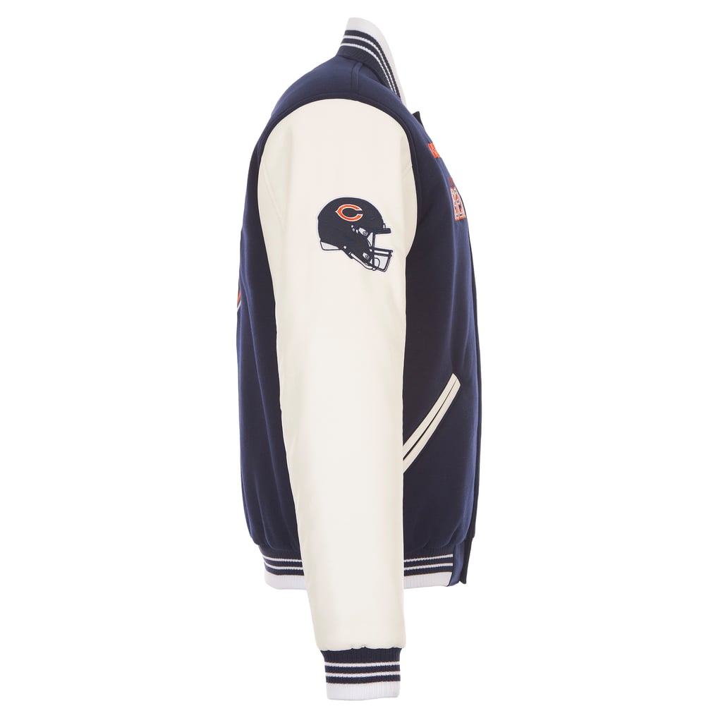 JH Design Chicago Bears Navy Reversible Fleece Full Snap Jacket