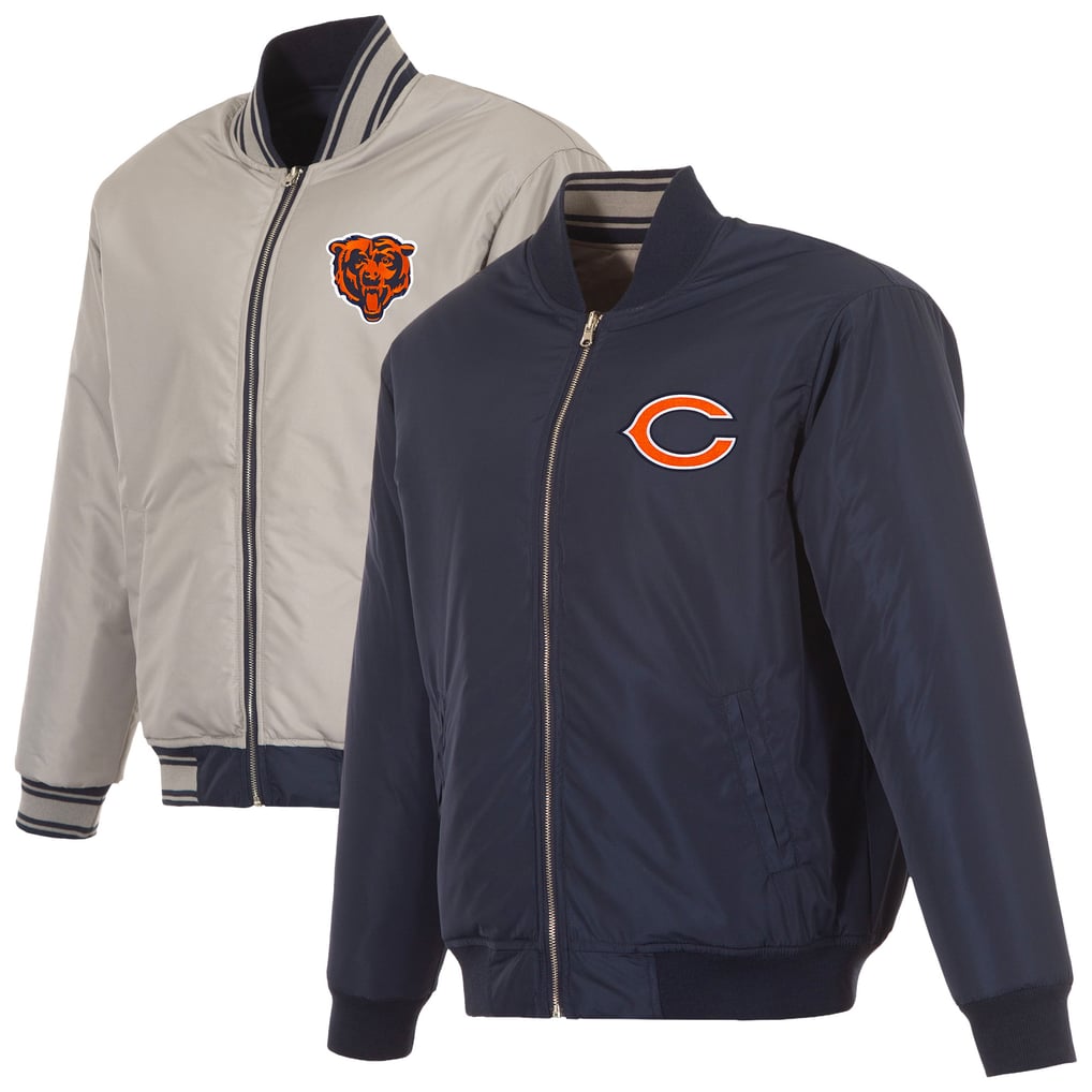  Chicago Bears JH Design Full-Zip Reversible Flight Jacket - Navy/Gray