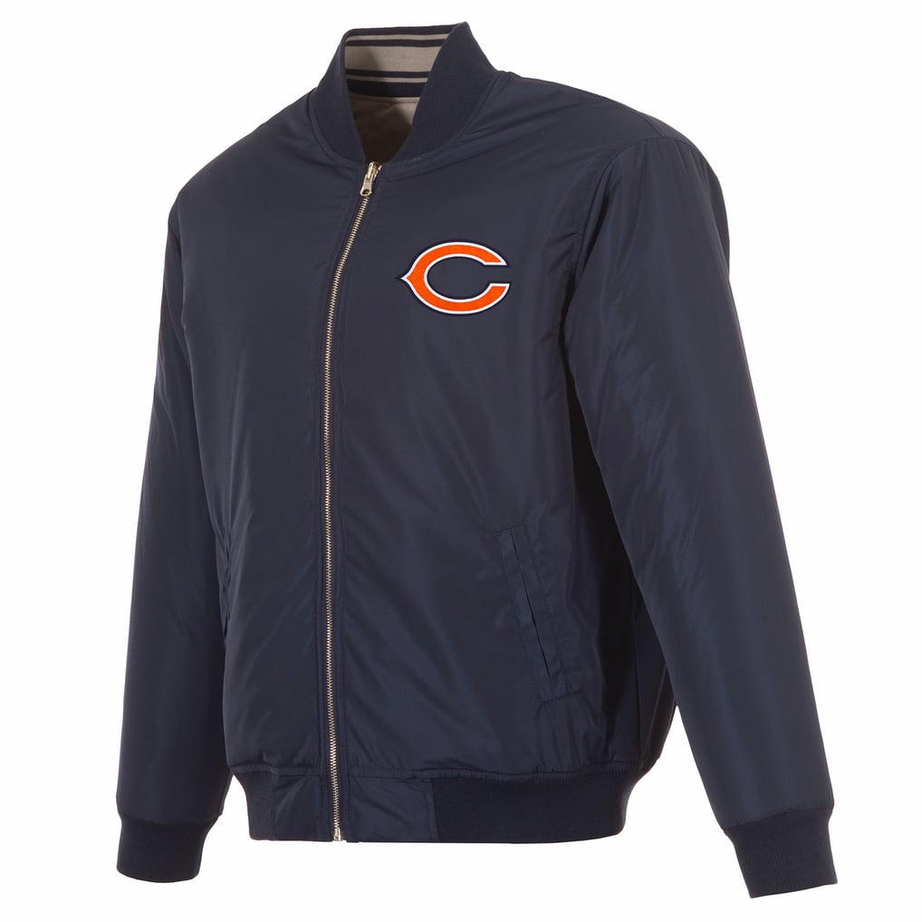  Chicago Bears JH Design Full-Zip Reversible Flight Jacket - Navy/Gray