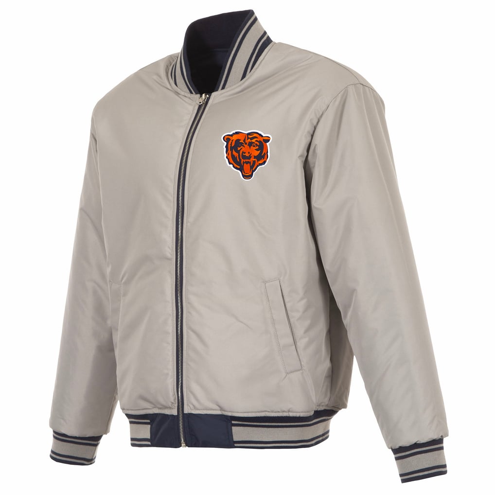  Chicago Bears JH Design Full-Zip Reversible Flight Jacket - Navy/Gray