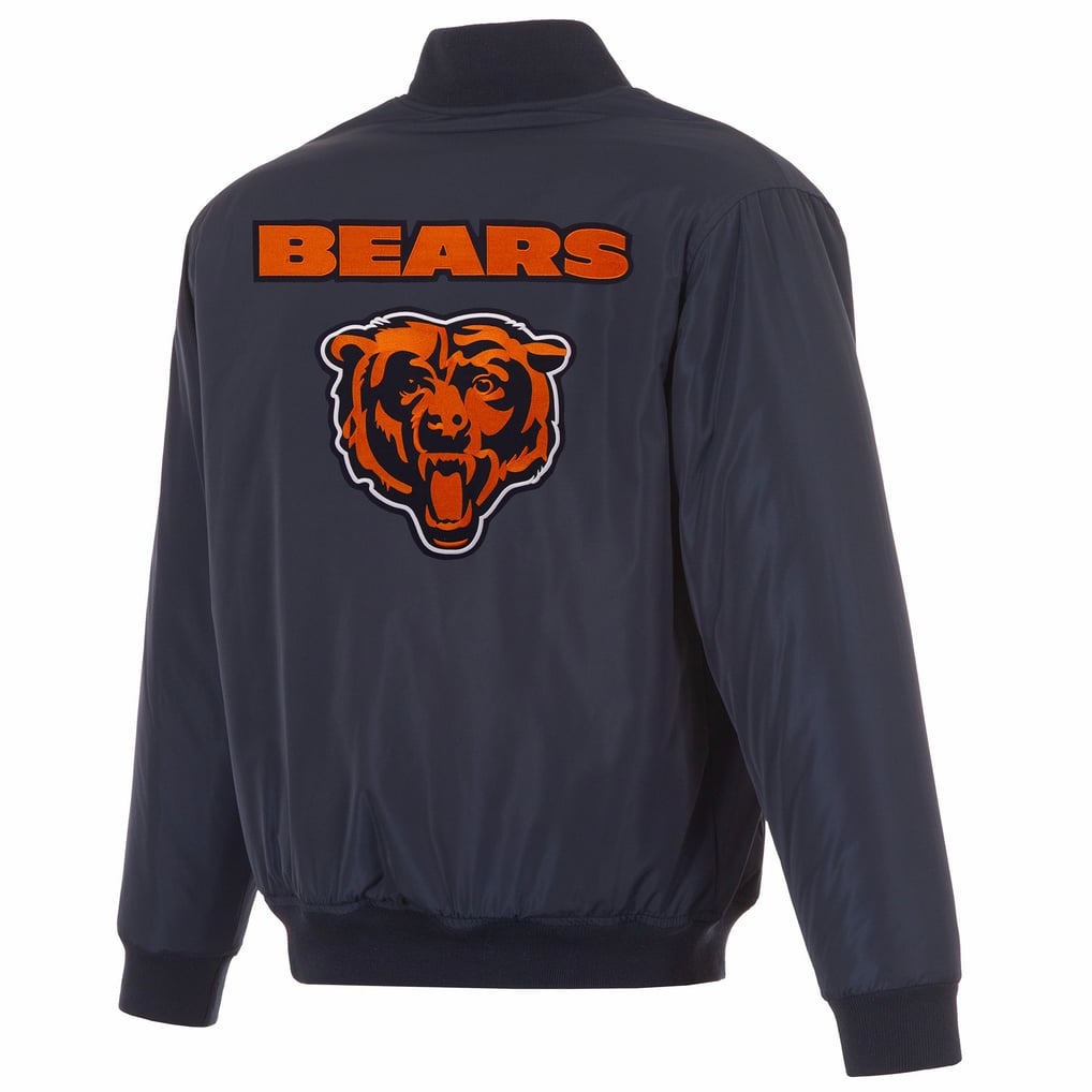  Chicago Bears JH Design Full-Zip Reversible Flight Jacket - Navy/Gray
