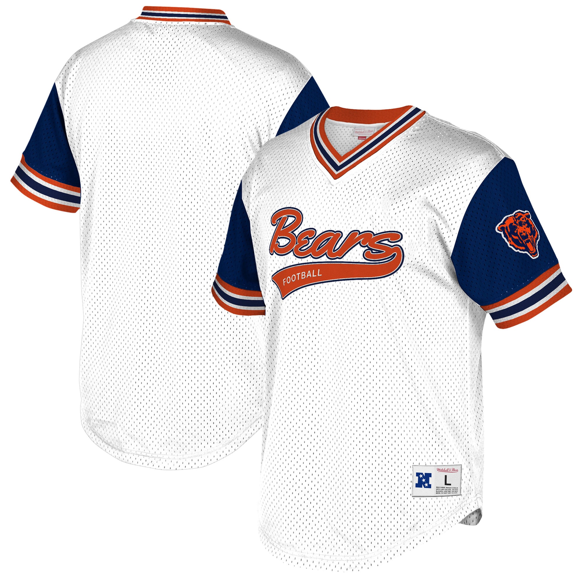 Men's Mitchell & Ness White/Navy Chicago Bears Top Prospect Mesh V