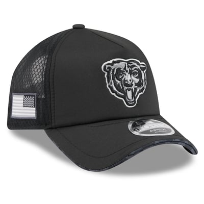 Chicago Bears New Era 2026 Salute To Service Apex 9FORTY Adjustable Trucker Hat - Black