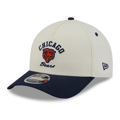 Chicago Bears New Era Arch 9FORTY A-Frame M-Crown Adjustable Hat - Cream/Navy