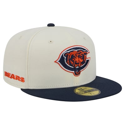 Chicago Bears New Era Deceptor 59FIFTY Fitted Hat - Cream/Navy