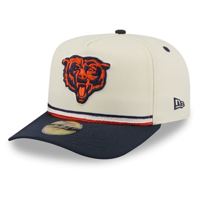 Chicago Bears New Era Vintage A-Frame 59FIFTY Fitted Hat - Cream/Navy