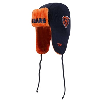 Chicago Bears New Era Helmet Head Trapper Knit Hat - Navy